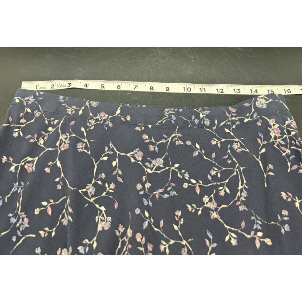 J Jill Womens Blue Floral Print Midi Skirt M Feminine Dark Romantic Cottage Core - Picture 6 of 8